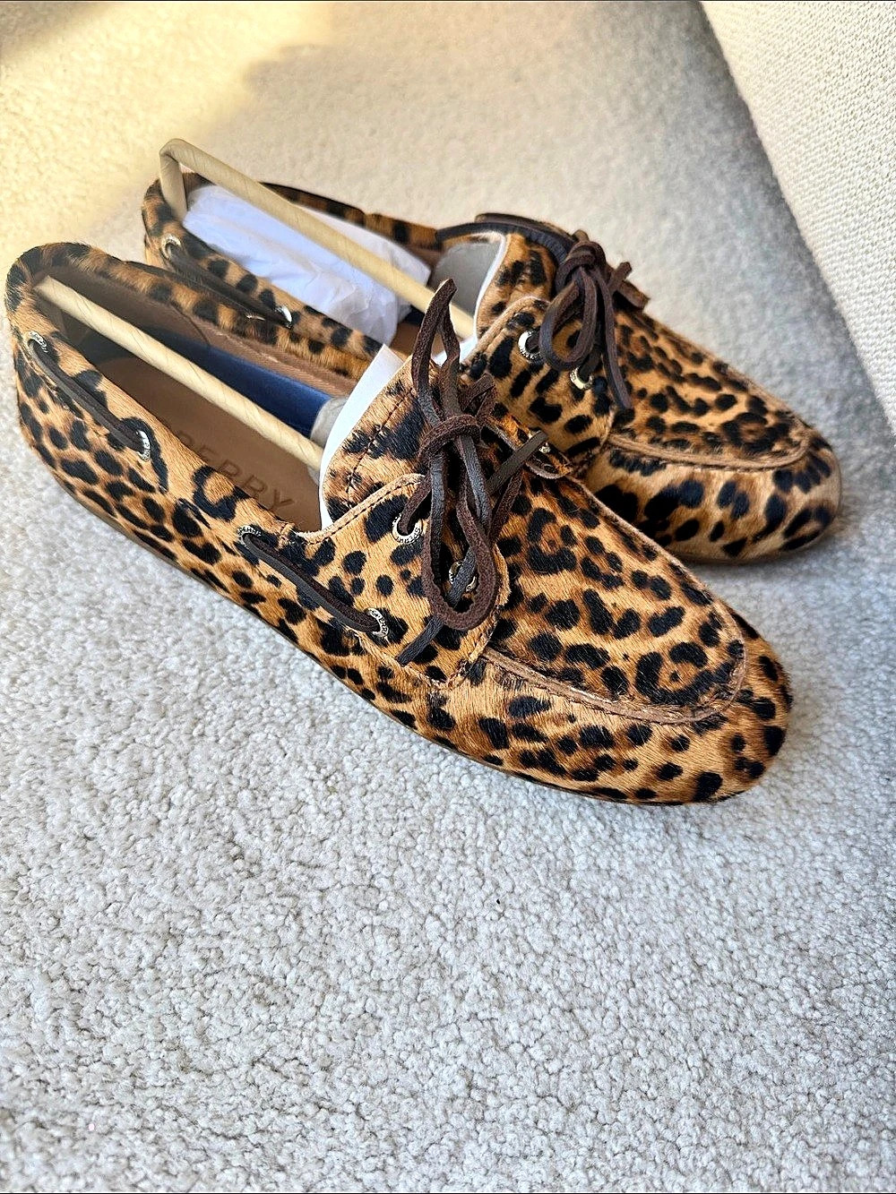 Sperry Leopard Print Moccasin Driving Shoes - Brown/Tan/Black